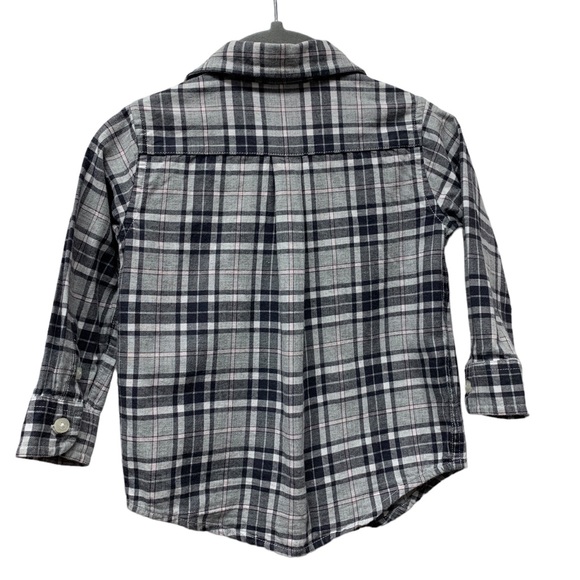 Janie and Jack plaid flannel long sleeve button down shirt, size 12-18 months - Picture 4 of 5